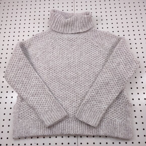 Magaschoni Thick Knit Turtleneck Sweater, Light Heather Gray, Size Small - Picture 1 of 8